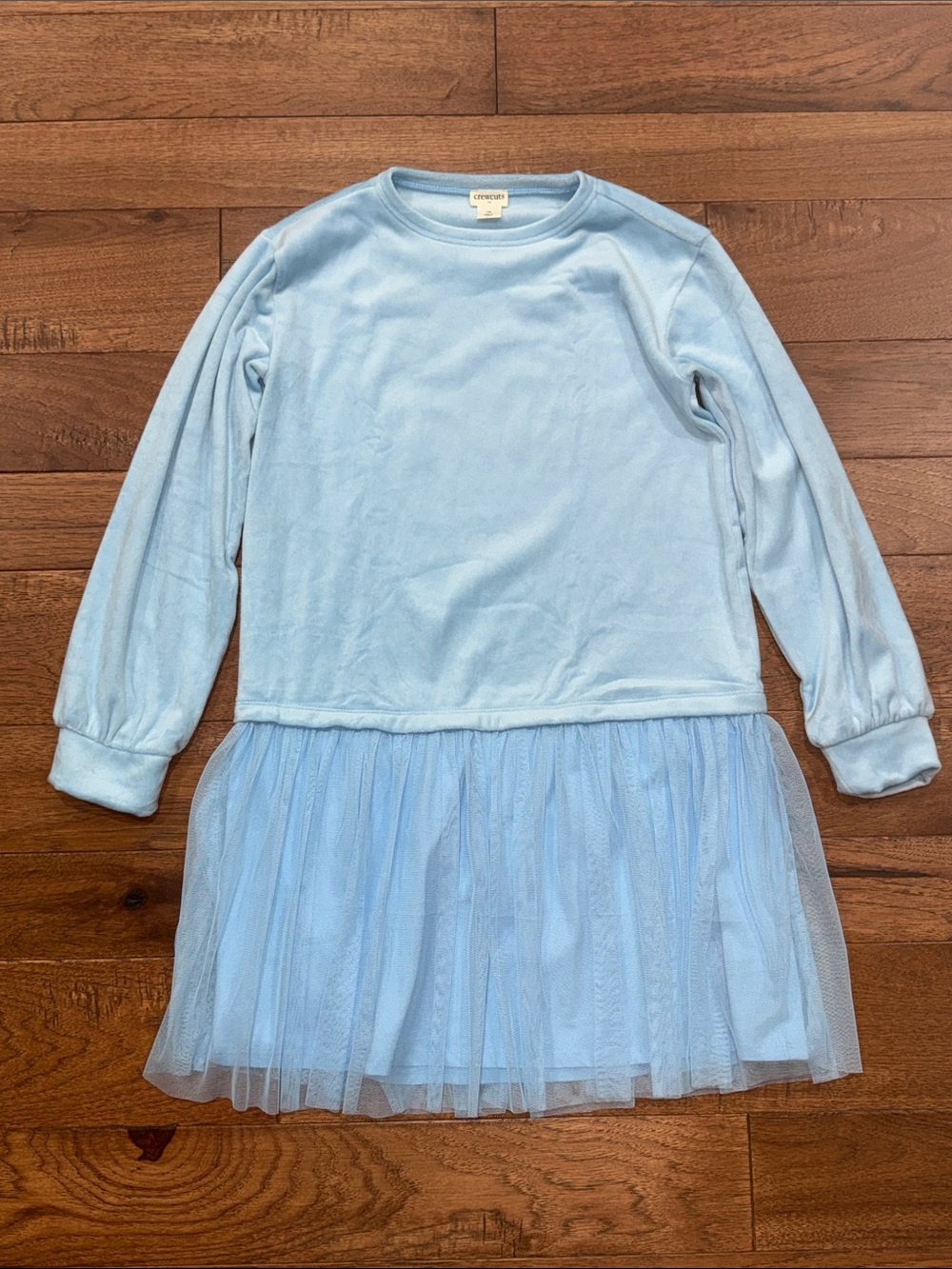 Crewcuts Girls Blue Long-Sleeve Velvet Dress  - Size 10